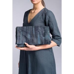 NEW AAKASHA women's foldover clutch handbag in navy